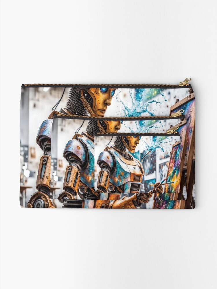 Thumbnail 2 of 4, Zipper Pouch, Cosmic Creativity Android Canvas designed and sold by IncekObesh.
