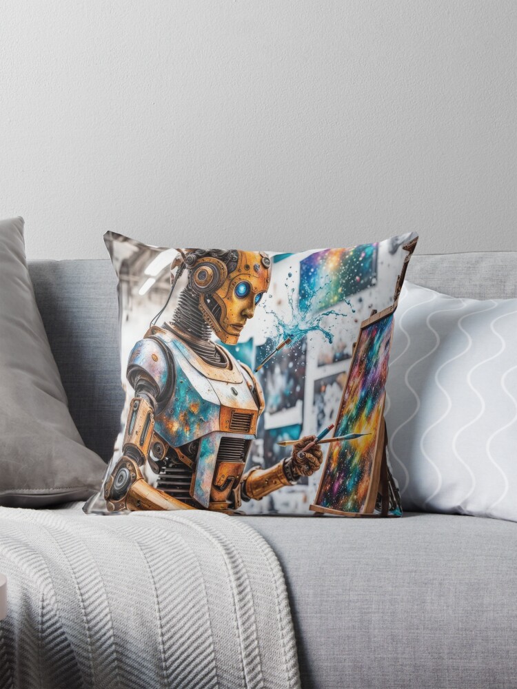 Thumbnail 1 of 4, Pillow, Cosmic Creativity Android Canvas designed and sold by IncekObesh.