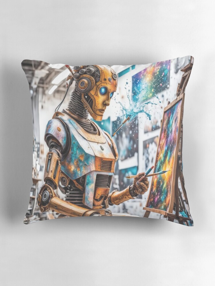 Thumbnail 3 of 4, Pillow, Cosmic Creativity Android Canvas designed and sold by IncekObesh.