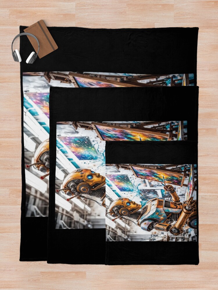 Thumbnail 5 of 6, Throw Blanket, Cosmic Creativity Android Canvas designed and sold by IncekObesh.