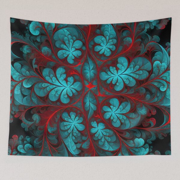 Item preview, Abstract Fractal: Red and Cyan Symmetric Delight designed and sold by MrKATORSKI.