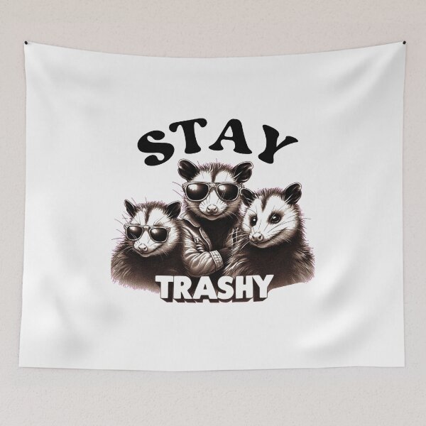 Item preview, Stay Trashy Shirt, Raccoons Opossums Squad, Funny Raccoon Shirt, Opossum Shirt, Funny Animals Shirt, Animals Lover Shirt, Unisex t-shirt designed and sold by QueenStore-USA.