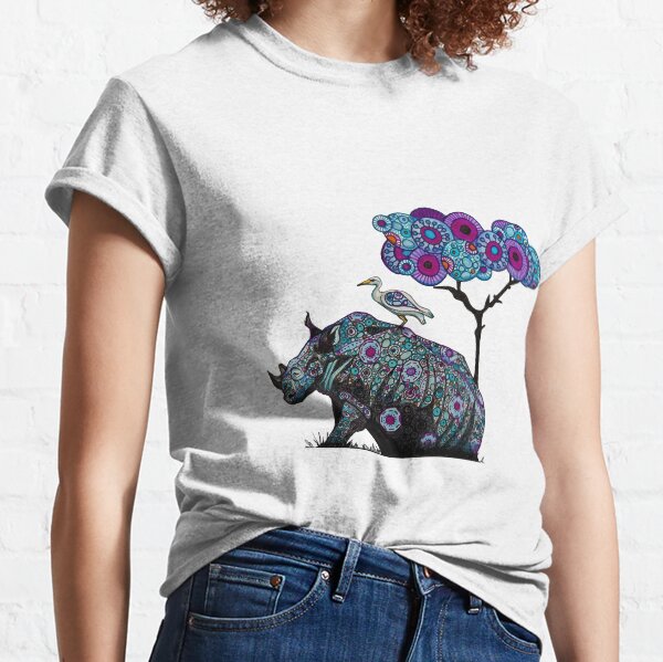 Item preview, Rhino and Cattle Egret under Acacia Tree designed and sold by Every-wen.
