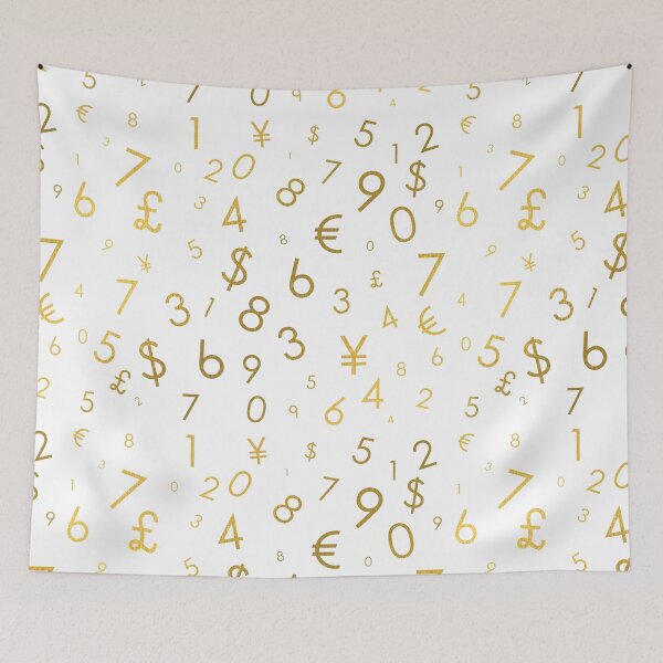 Item preview, Gold Luxury Numbers & Currency Symbols Pattern designed and sold by idovedesign.