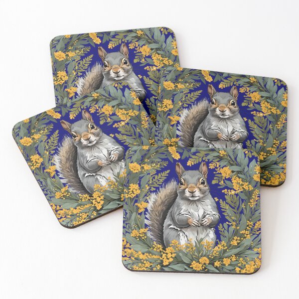 Item preview, Kentucky Gray Squirrel With Yellow Flower Wreath designed and sold by taiche.