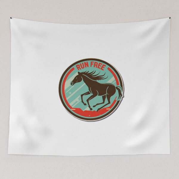 Item preview, Run Free Galloping Horse Retro Badge designed and sold by NiftyWrx.