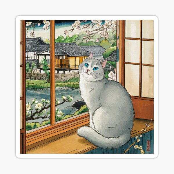 Item preview, HIROSHIGE CAT IN WINDOW designed and sold by Obinne.