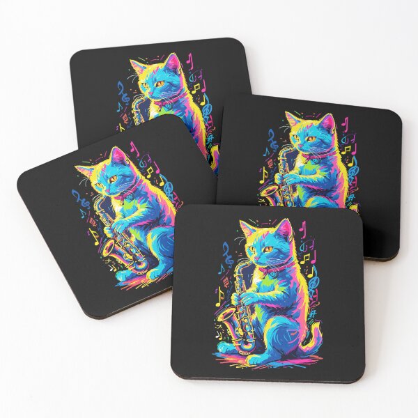 Item preview, Saxophone Playing Cat Funny Jazz Design designed and sold by LuminOrb.