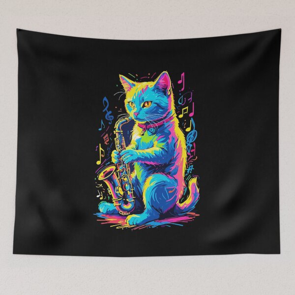 Item preview, Saxophone Playing Cat Funny Jazz Design designed and sold by LuminOrb.