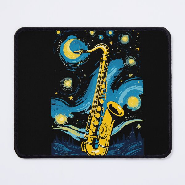 Item preview, starry night vintage art saxophone jazz love designed and sold by LuminOrb.