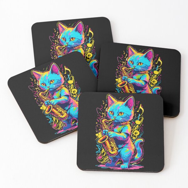 Item preview, Saxophone Playing Cat Funny Jazz Design designed and sold by LuminOrb.