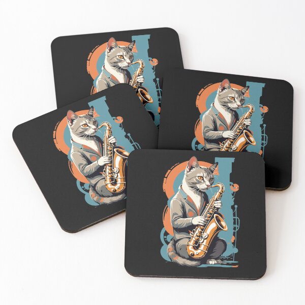Item preview, Vintage Saxophone Design Jazz Music Cat designed and sold by LuminOrb.