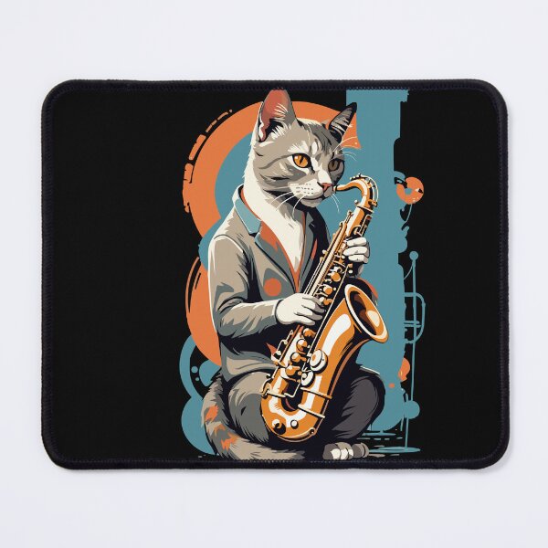 Item preview, Vintage Saxophone Design Jazz Music Cat designed and sold by LuminOrb.