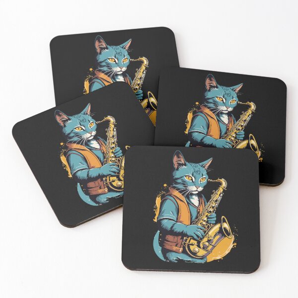 Item preview, Saxophonist Cat Funny Saxophone Jazz Design designed and sold by LuminOrb.
