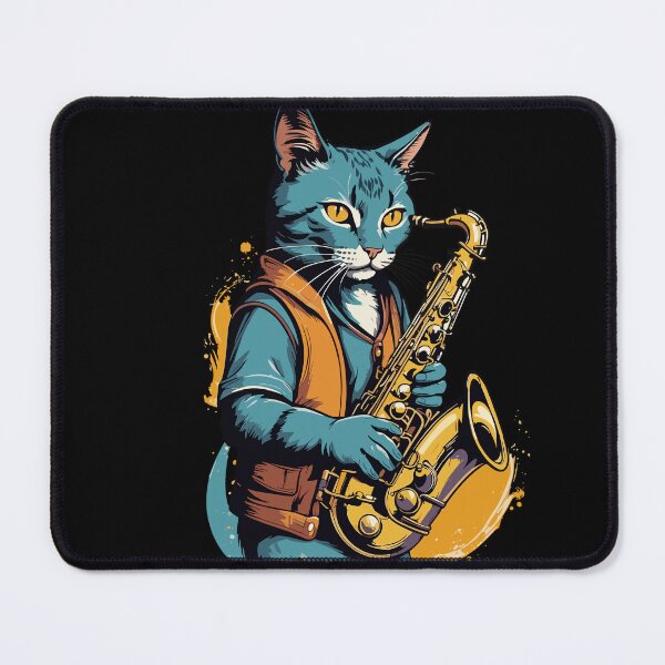 Item preview, Saxophonist Cat Funny Saxophone Jazz Design designed and sold by LuminOrb.
