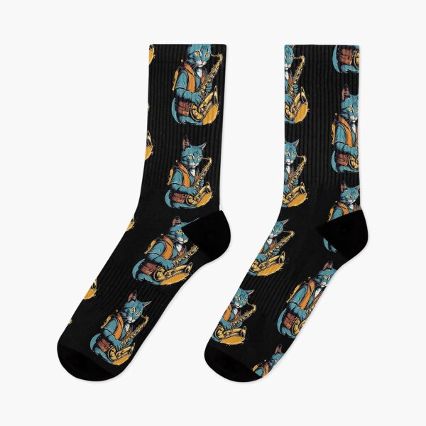 Item preview, Saxophonist Cat Funny Saxophone Jazz Design designed and sold by LuminOrb.