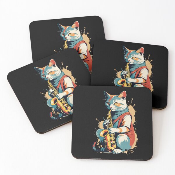 Item preview, Saxophonist Cat Funny Jazz Design designed and sold by LuminOrb.