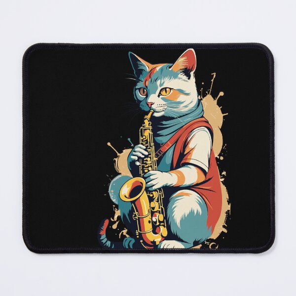 Item preview, Saxophonist Cat Funny Jazz Design designed and sold by LuminOrb.