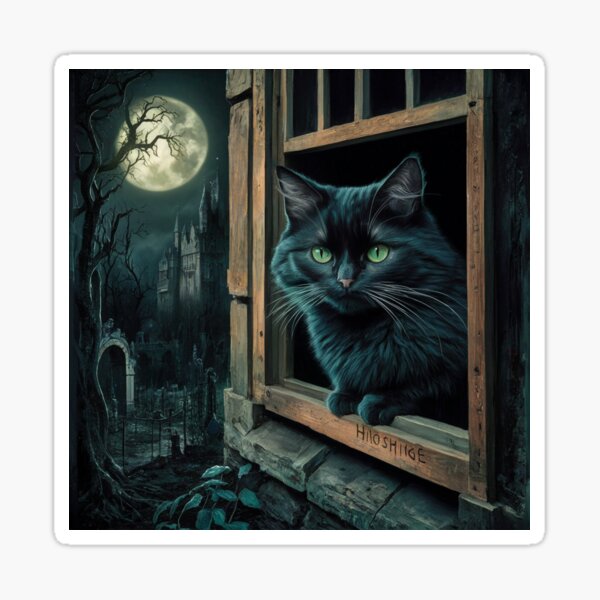 Item preview, BLACK HIROSHIGE CAT IN WINDOW designed and sold by Obinne.