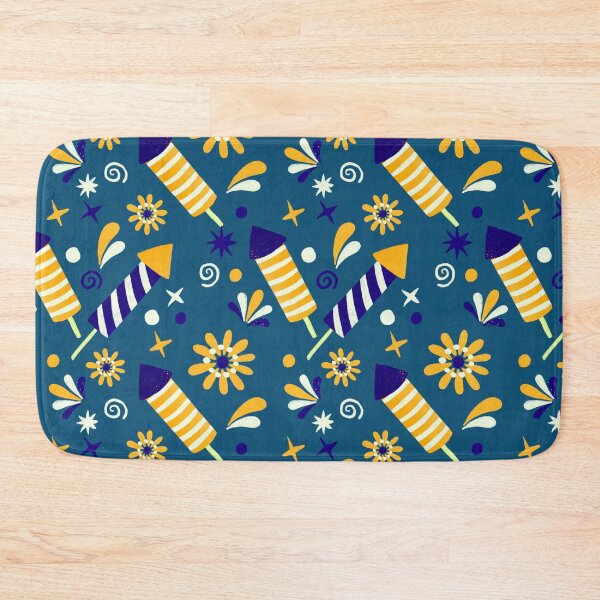 Item preview, Blue and yellow retro fireworks designed and sold by Home Cyn Home.