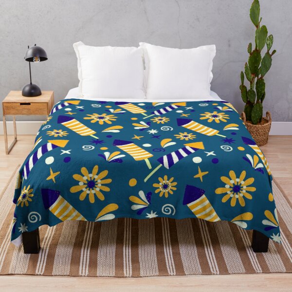 Item preview, Blue and yellow retro fireworks designed and sold by Home Cyn Home.
