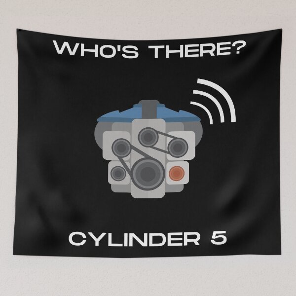 Item preview, Knock Knock. Who's There? - Cylinder 5 Funny Car Pun designed and sold by AttireTuner.