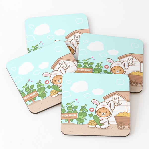 Item preview, Meow bunny holding cucumber : cute cat in rabbit mascot in green view of cucumber farm and barn designed and sold by snoopy21studio.
