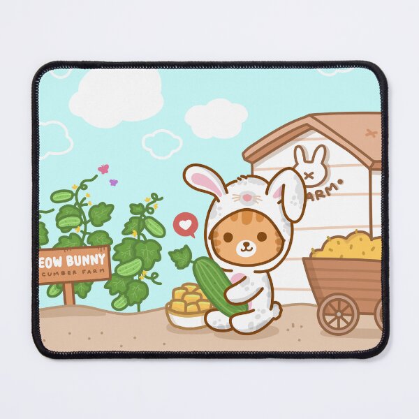 Item preview, Meow bunny holding cucumber : cute cat in rabbit mascot in green view of cucumber farm and barn designed and sold by snoopy21studio.
