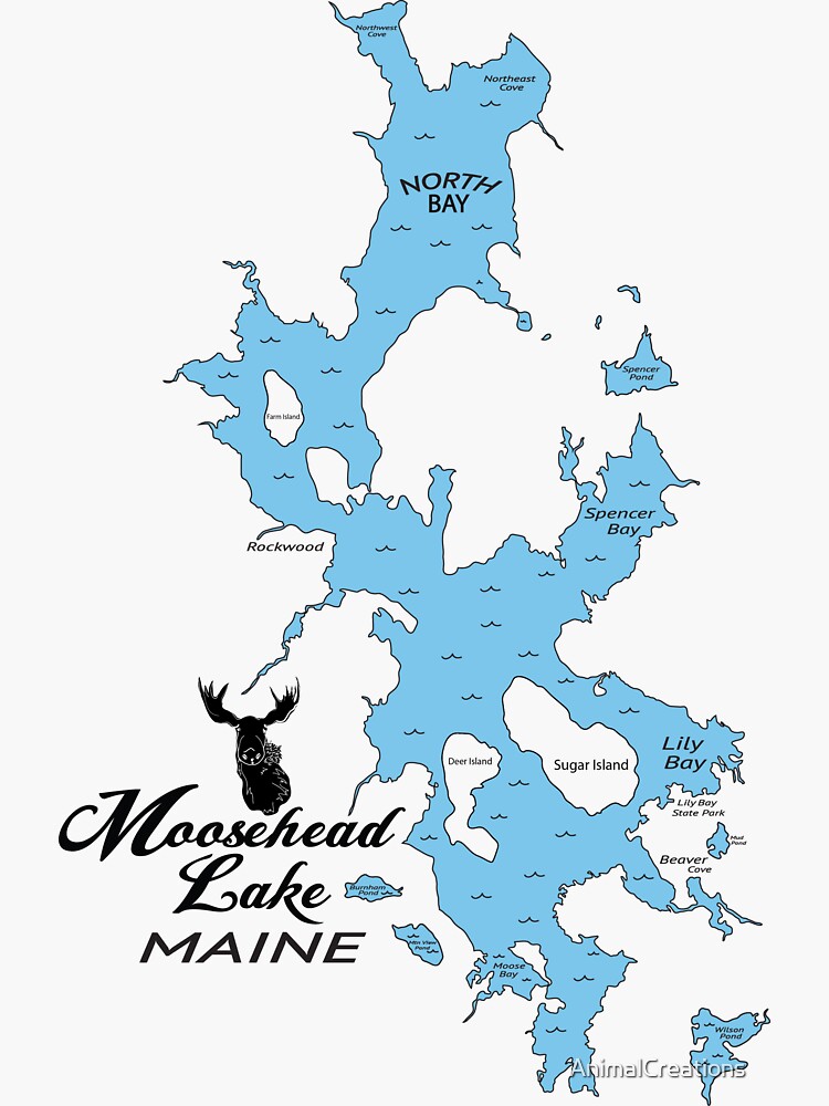 "Moosehead Lake Maine" Sticker for Sale by AnimalCreations Redbubble