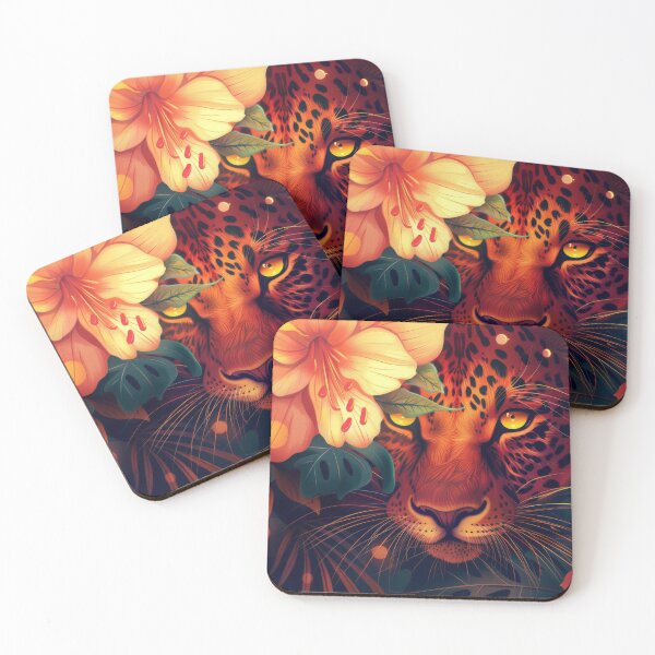 Item preview, Leopard sneaks through flowering bushes designed and sold by FlowersColorful.