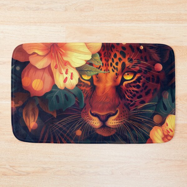 Item preview, Leopard sneaks through flowering bushes designed and sold by FlowersColorful.