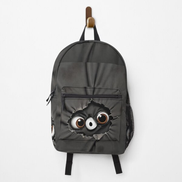 Item preview, Googly eyes through a torn hole in a dark black background of piece of cloth designed and sold by Tininai.