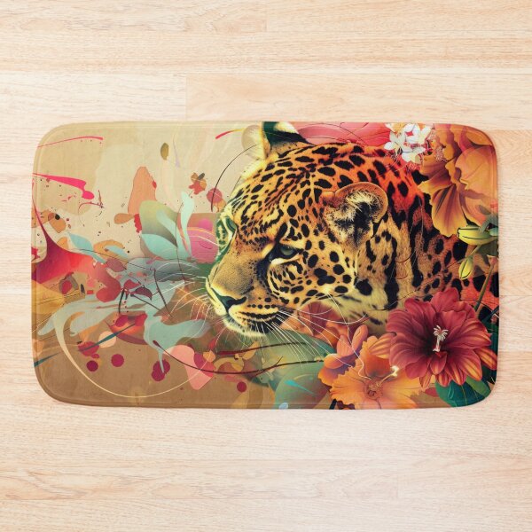 Item preview, Leopard sneaks through flowering bushes designed and sold by FlowersColorful.