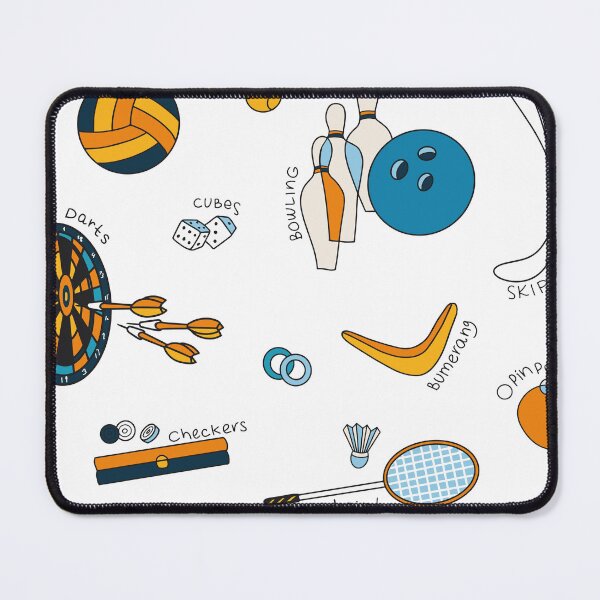 Item preview, Leisure elements, stickers set design, volleyball, darts, bowling, pin pong, illustration designed and sold by NatalkaP.