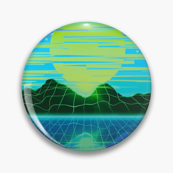 Artikelvorschau, Distorted vapourwave neon moon, reflection over lake entworfen und verkauft von ByteMode.