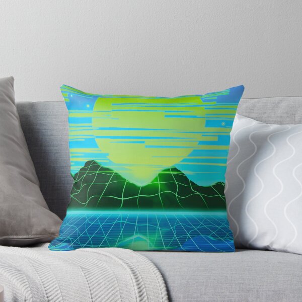 Item preview, Distorted vapourwave neon moon, reflection over lake designed and sold by ByteMode.