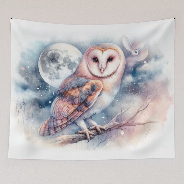 Item preview, Dreamy Water Paint Owl designed and sold by BluesSketchbook.
