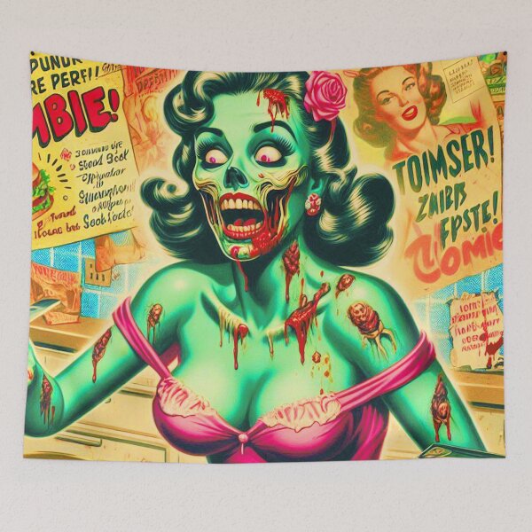 Item preview, Vintage Zombie Pin-up designed and sold by PulpVintage.