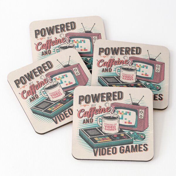 Item preview, Powered By Caffeine  and Video Games designed and sold by Cuckoo Parrot.