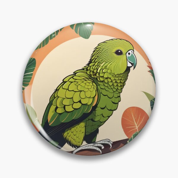 Item preview, Kakapo Botanical NZ Flightless Parrot Illustration designed and sold by DreamCraze.