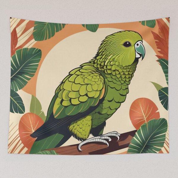 Item preview, Kakapo Botanical NZ Flightless Parrot Illustration designed and sold by DreamCraze.
