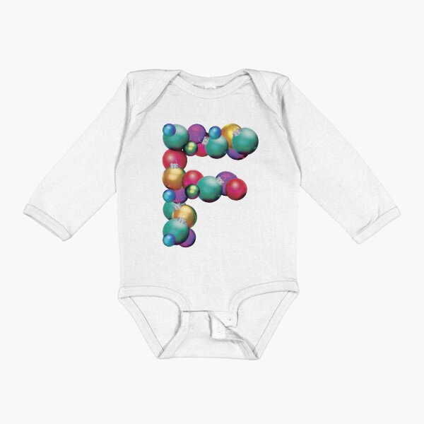 CHRISTMAS LETTER F Long Sleeve Baby One-Piece