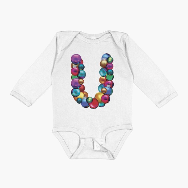 CHRISTMAS LETTER U Long Sleeve Baby One-Piece