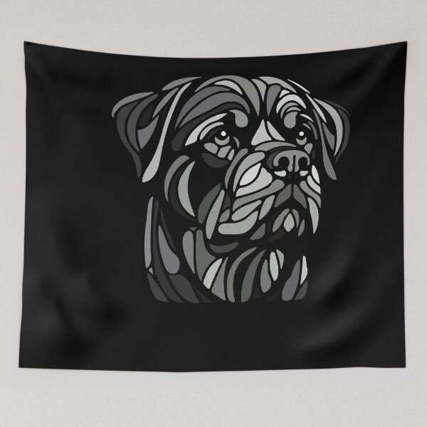 Item preview, Rottwieler dog, rott, rottie geometric art, pop art, black and white polygonal illustration designed and sold by CutOriginalArt.