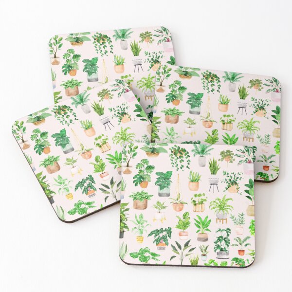 Item preview, The Green Ensemble - Watercolor Potted Plants designed and sold by FikaCreation.