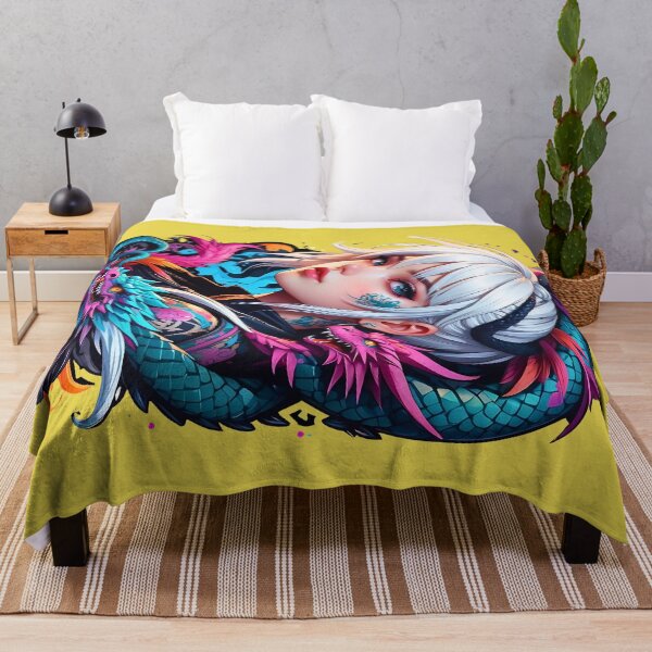 Item preview, Anime girl with dragon pets Japanese art retro designed and sold by BorgSpareParts.