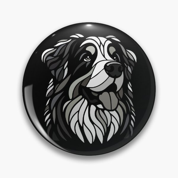 Item preview, Bernese mountain dog head black and white geometric art, pop art, polygonal illustration designed and sold by CutOriginalArt.