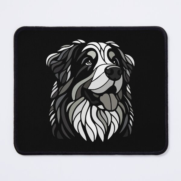 Item preview, Bernese mountain dog head black and white geometric art, pop art, polygonal illustration designed and sold by CutOriginalArt.