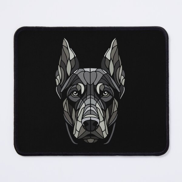 Item preview, Doberman dog geometric art, pop art, black and white polygonal illustration designed and sold by CutOriginalArt.