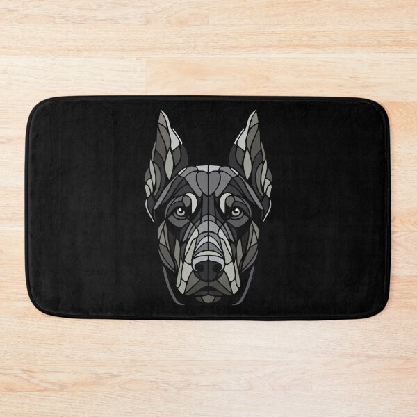 Item preview, Doberman dog geometric art, pop art, black and white polygonal illustration designed and sold by CutOriginalArt.